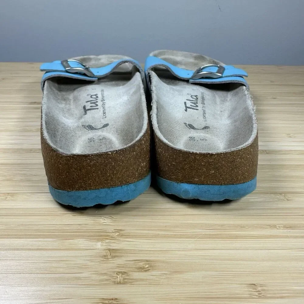 Tula Madrid By Birkenstock Sandals Size 36 Women Turquoise Leather Buckle Slide